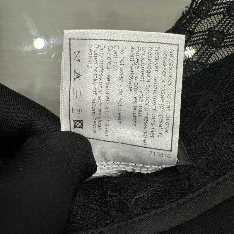 Chanel Chanel Black Wool Skirt with Lace Hem 0089 Size 23" - 6 Thumbnail