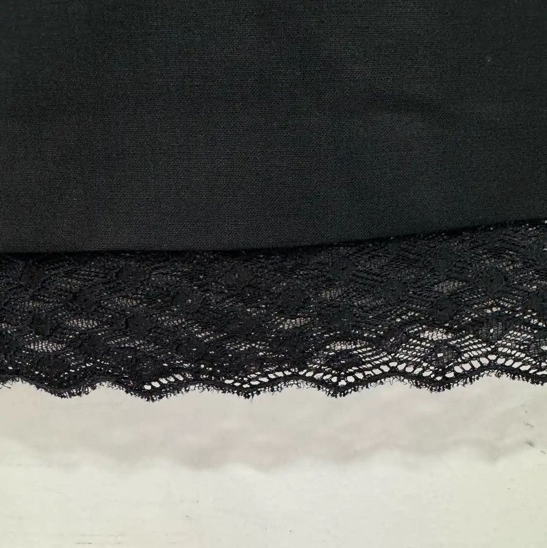 Chanel Chanel Black Wool Skirt with Lace Hem 0089 Size 23" - 3 Thumbnail
