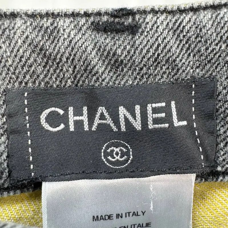 Chanel Chanel Gray Embroidered Denim Pants for Women 0089 Size 22" - 6 Thumbnail