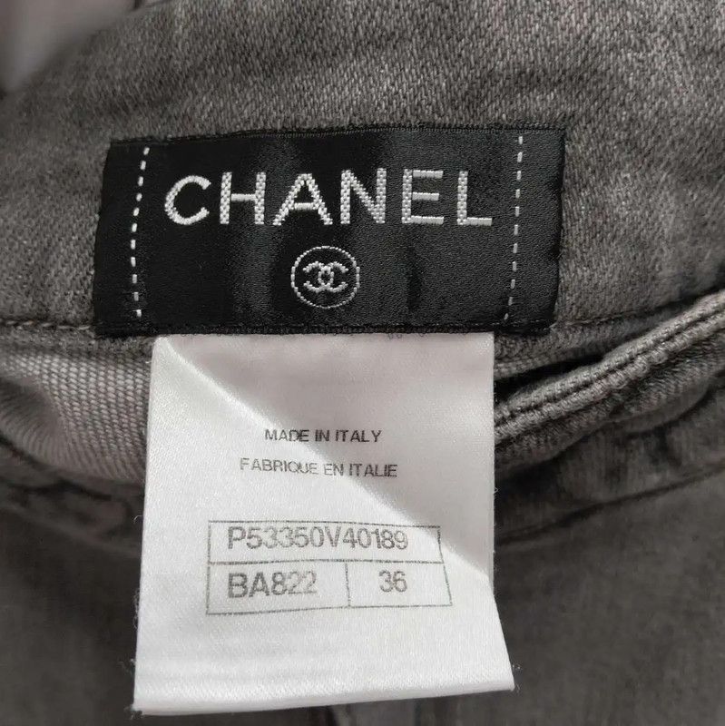 Chanel Chanel Gray Cotton Women's Jeans 0089 Size 27" / US 4 / IT 40 - 3 Thumbnail