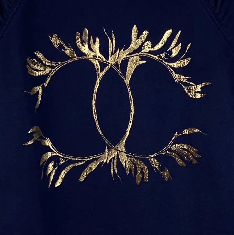Chanel Chanel Navy Cotton T-Shirt with Gold Logo 0089 Size S / US 4 / IT 40 - 4 Thumbnail