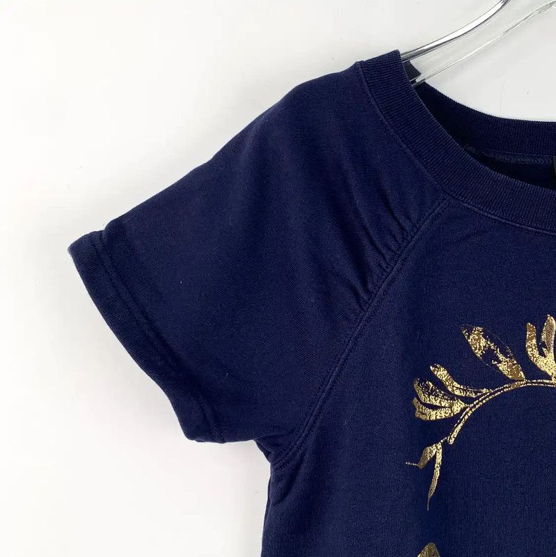 Chanel Chanel Navy Cotton T-Shirt with Gold Logo 0089 Size S / US 4 / IT 40 - 3 Thumbnail