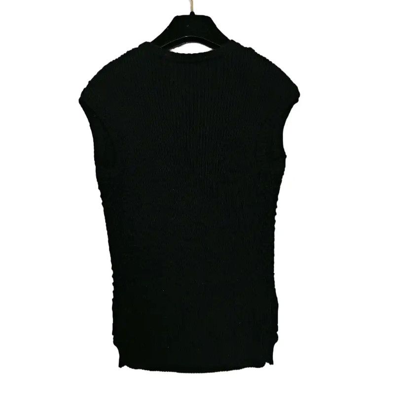 Chanel Chanel Black Ribbed Short Sleeve Sweater 0089 Size XS / US 0-2 / IT 36-38 - 2 Thumbnail