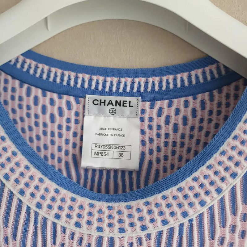 Chanel Chanel Summer Blue Striped Cotton Short Sleeve Top 0089 Size S / US 4 / IT 40 - 4 Thumbnail