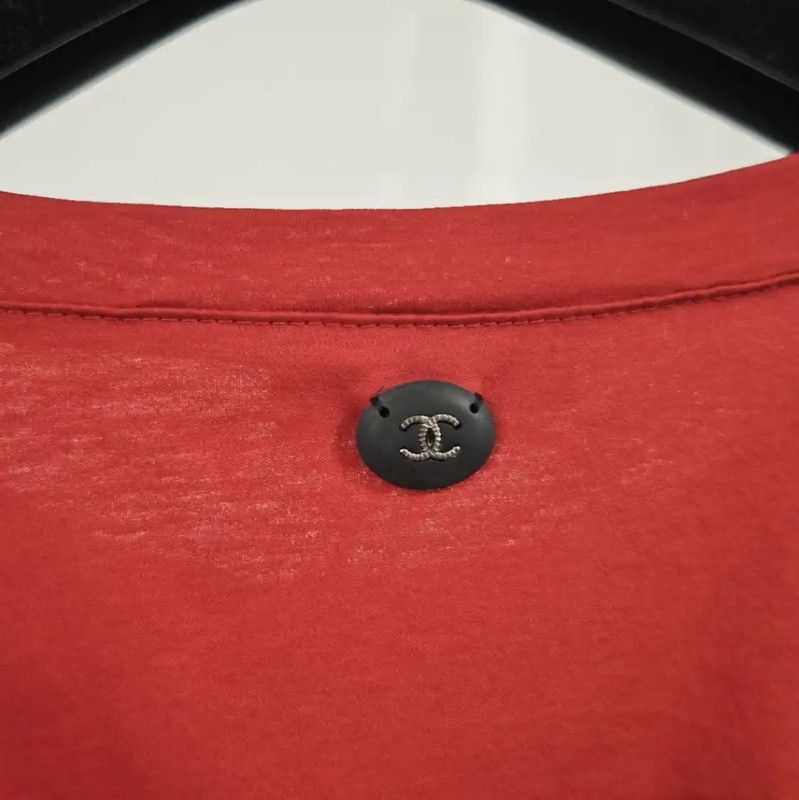 Chanel Chanel Red Cotton Short Sleeve T-Shirt 0089 Size S / US 4 / IT 40 - 6 Thumbnail