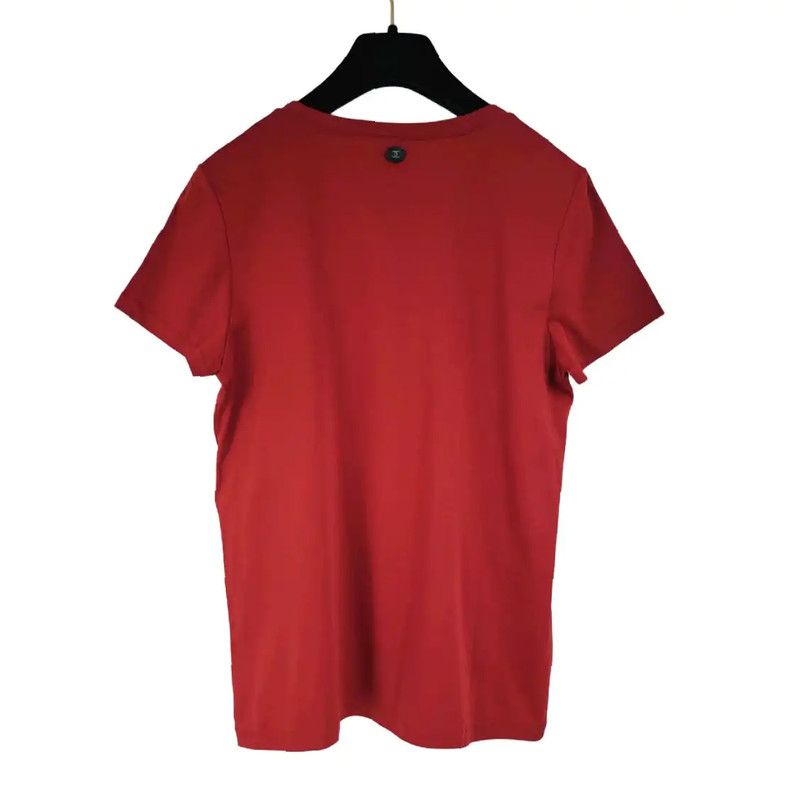 Chanel Chanel Red Cotton Short Sleeve T-Shirt 0089 Size S / US 4 / IT 40 - 2 Thumbnail