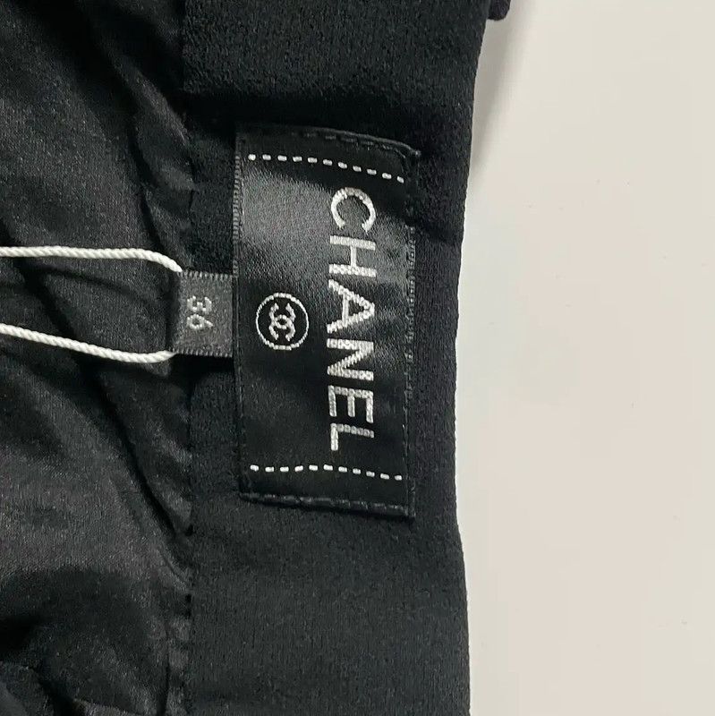 Chanel Chanel Black Cotton Women's Skirt 0089 Size 23" - 5 Thumbnail