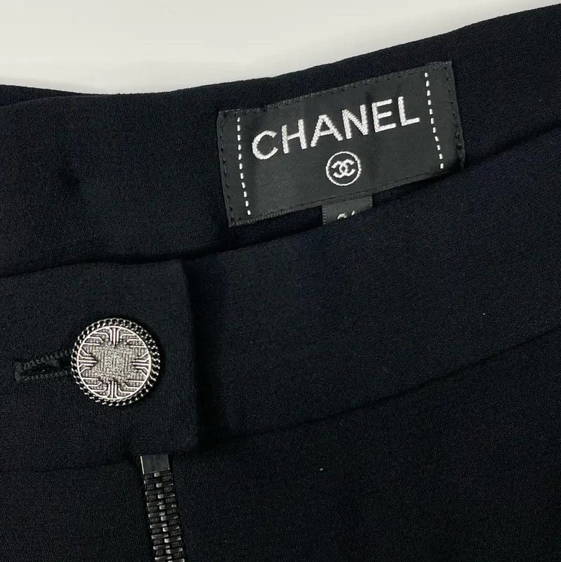 Chanel Chanel Black Cotton Women's Skirt 0089 Size 23" - 2 Thumbnail