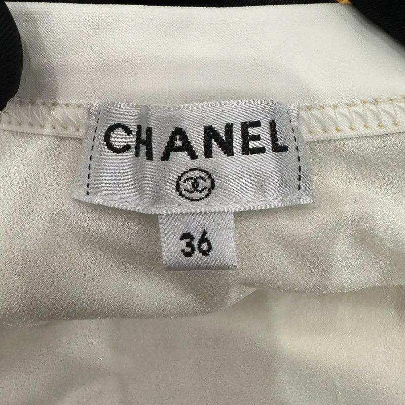 Chanel Chanel White Floral Print Women's T-Shirt 0089 Size S / US 4 / IT 40 - 5 Thumbnail