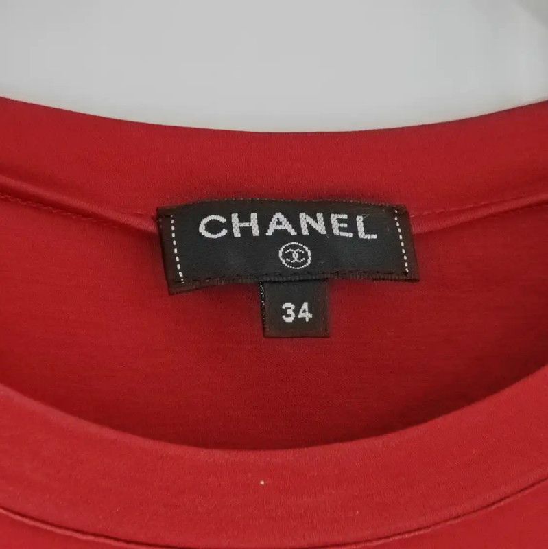 Chanel Chanel Red Cotton Graphic Short Sleeve T-Shirt 0089 Size XS / US 0-2 / IT 36-38 - 8 Thumbnail