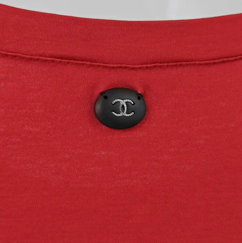 Chanel Chanel Red Cotton Graphic Short Sleeve T-Shirt 0089 Size XS / US 0-2 / IT 36-38 - 3 Thumbnail