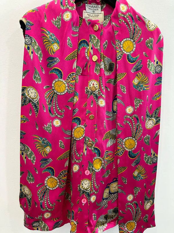 Chanel Chanel Pink Silk Women's Shirt 0089 Size M / US 6-8 / IT 42-44 - 3 Thumbnail