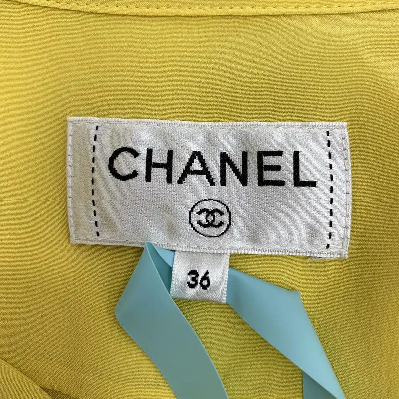 Chanel Chanel Yellow Silk Women's Shirt 0089 Size XS / US 0-2 / IT 36-38 - 5 Thumbnail