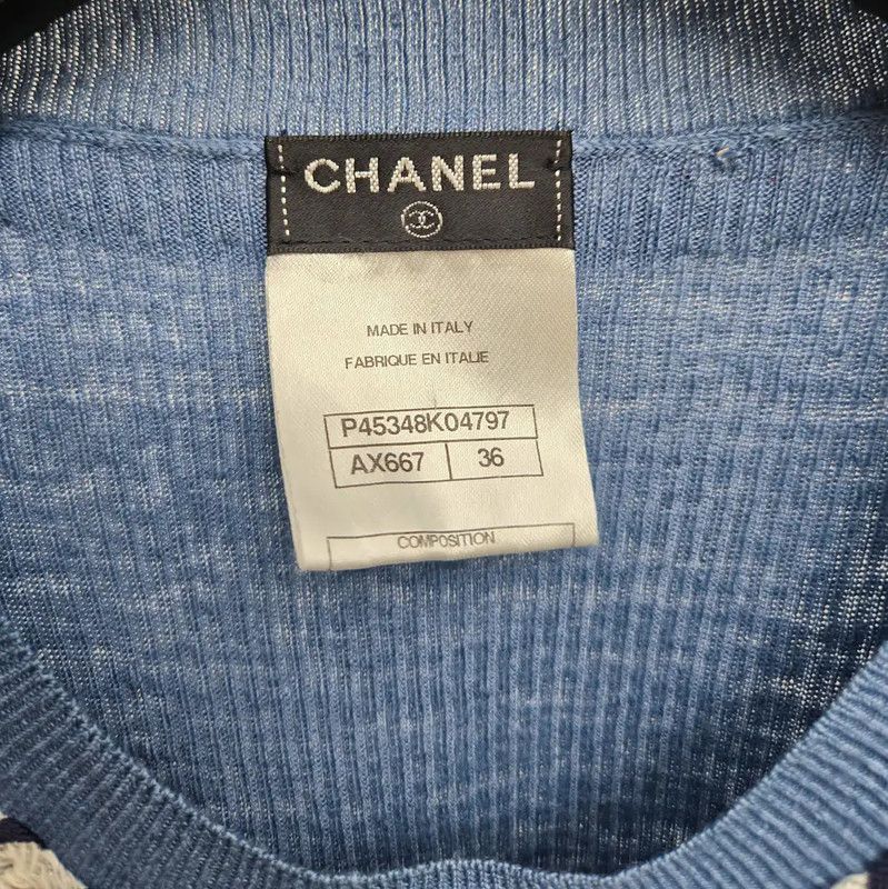 Chanel Chanel Summer Blue Cotton Sleeveless Top 0089 Size S / US 4 / IT 40 - 5 Thumbnail