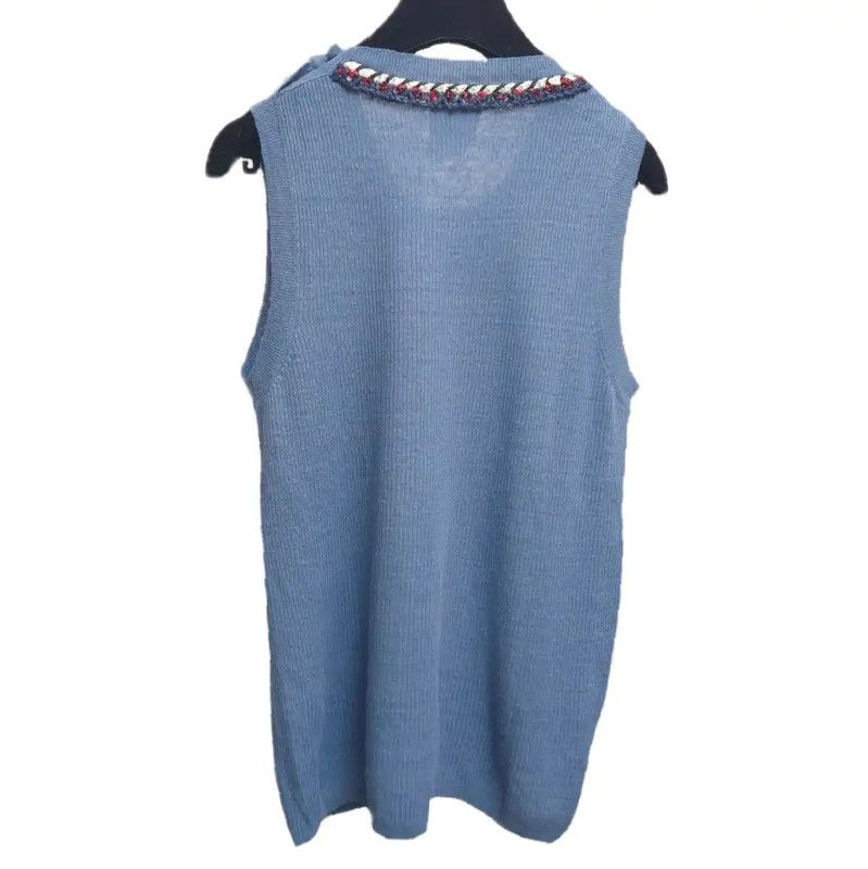 Chanel Chanel Summer Blue Cotton Sleeveless Top 0089 Size S / US 4 / IT 40 - 8 Thumbnail