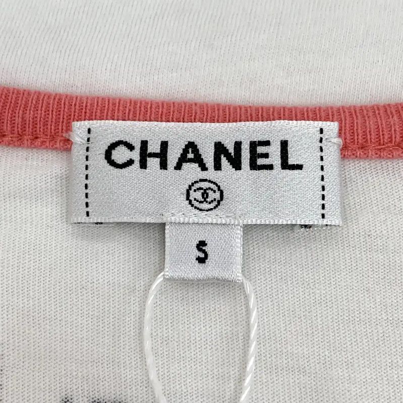 Chanel Chanel Women's White Cotton T-Shirt with Graphic Print 0089 Size S / US 4 / IT 40 - 5 Thumbnail