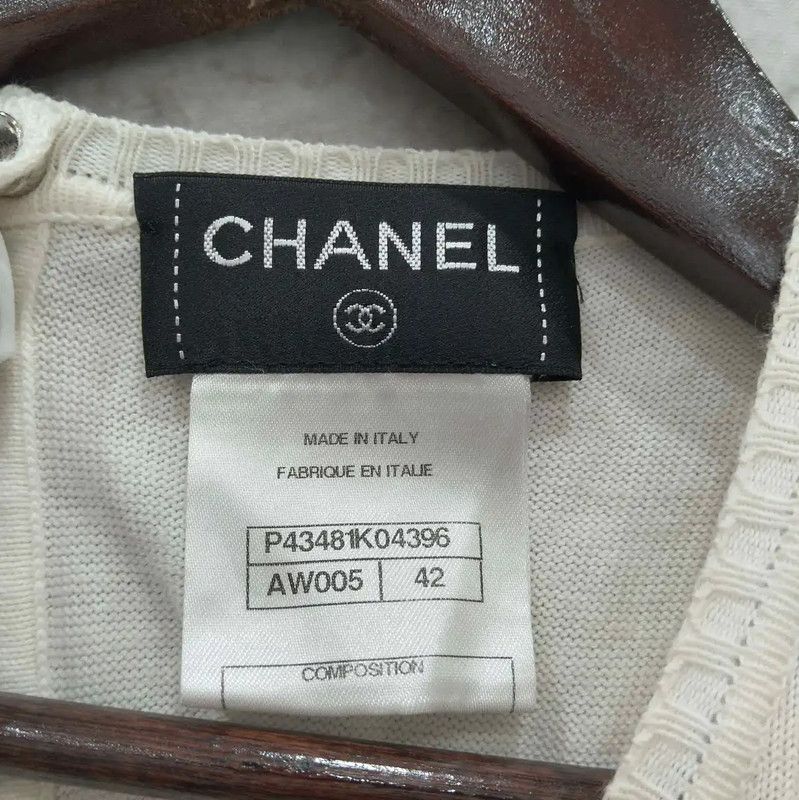 Chanel Chanel Summer Beige Cotton Sleeveless T-shirt 0089 Size L / US 10 / IT 46 - 5 Thumbnail