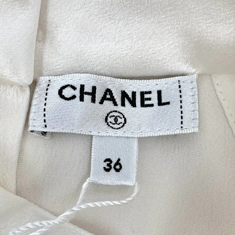 Chanel Chanel White Silk Women's Blouse Size XS 0089 Size XS / US 0-2 / IT 36-38 - 5 Thumbnail
