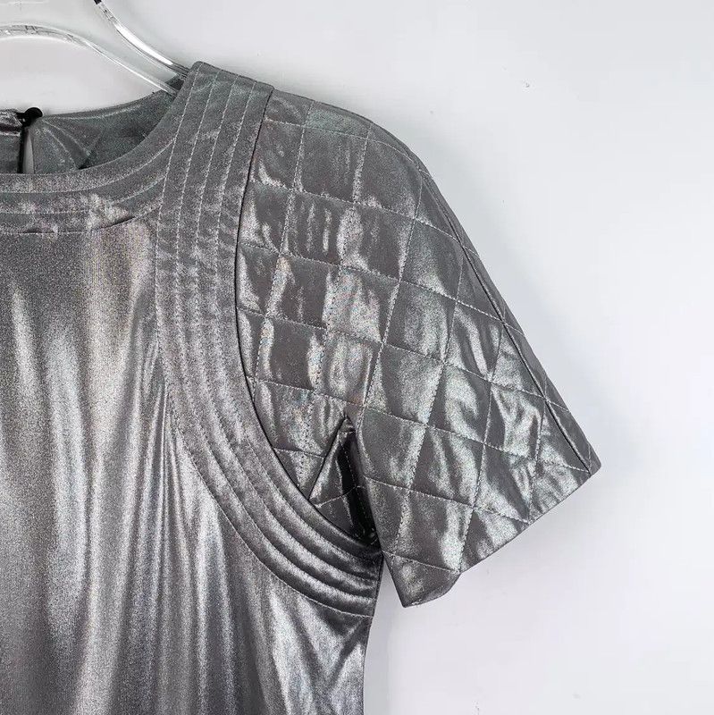 Chanel Silver Short-Sleeve Women's T-Shirt 0089