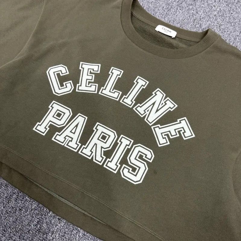 Celine Celine Paris Green Cropped T-Shirt 0089 Size S / US 4 / IT 40 - 3 Thumbnail