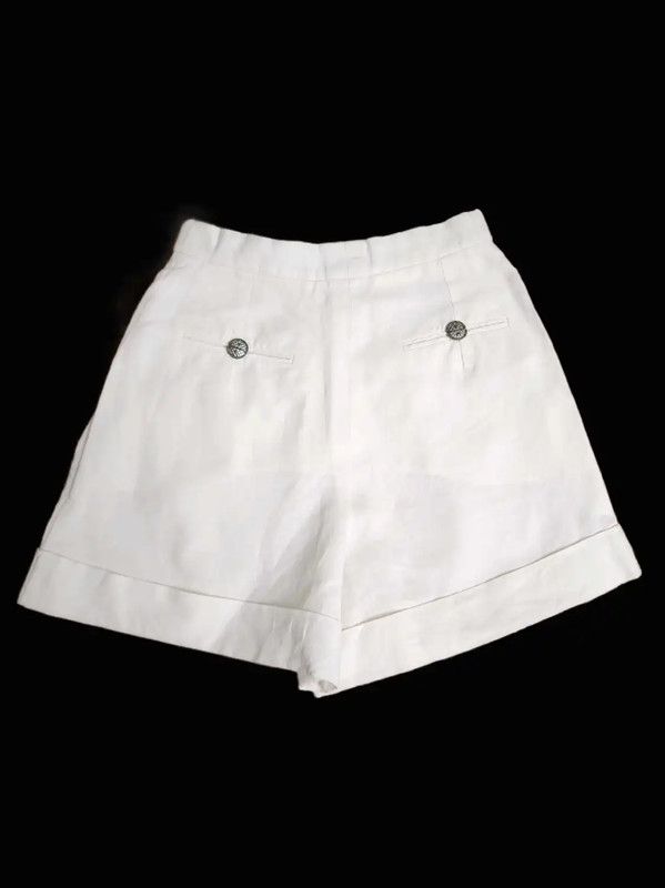 Chanel Chanel White Cotton Blend Summer Shorts 0089 Size 23" - 2 Thumbnail