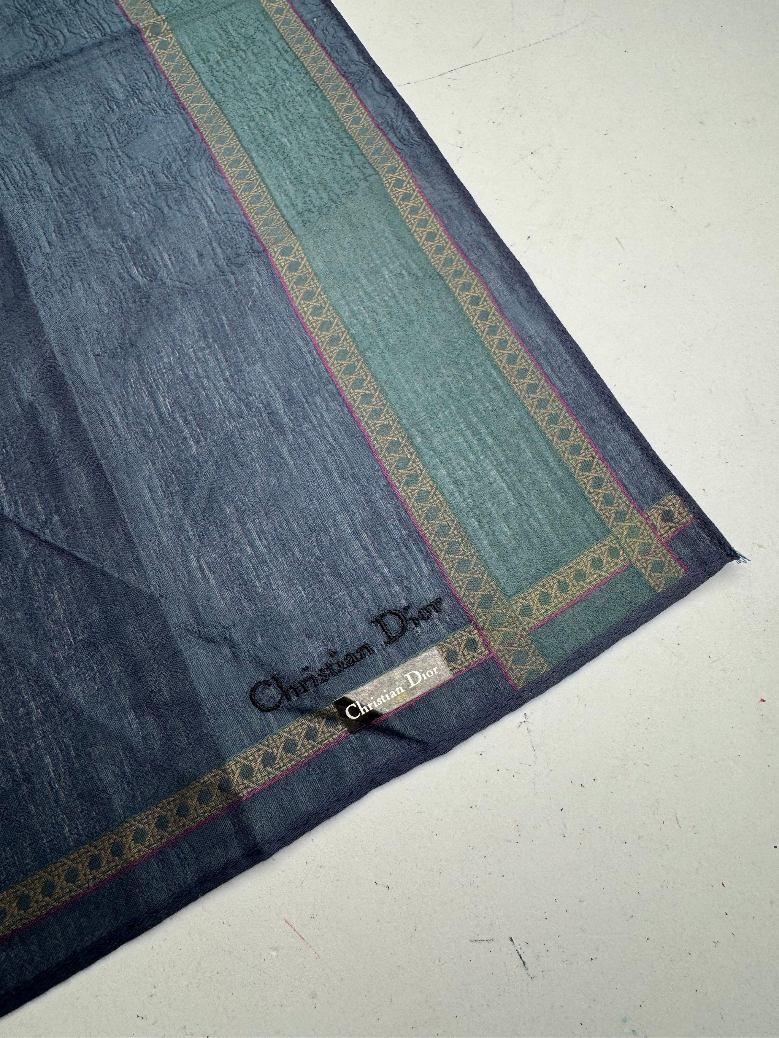Dior Vintage Striped Scarf Blue Green Size ONE SIZE - 2 Thumbnail