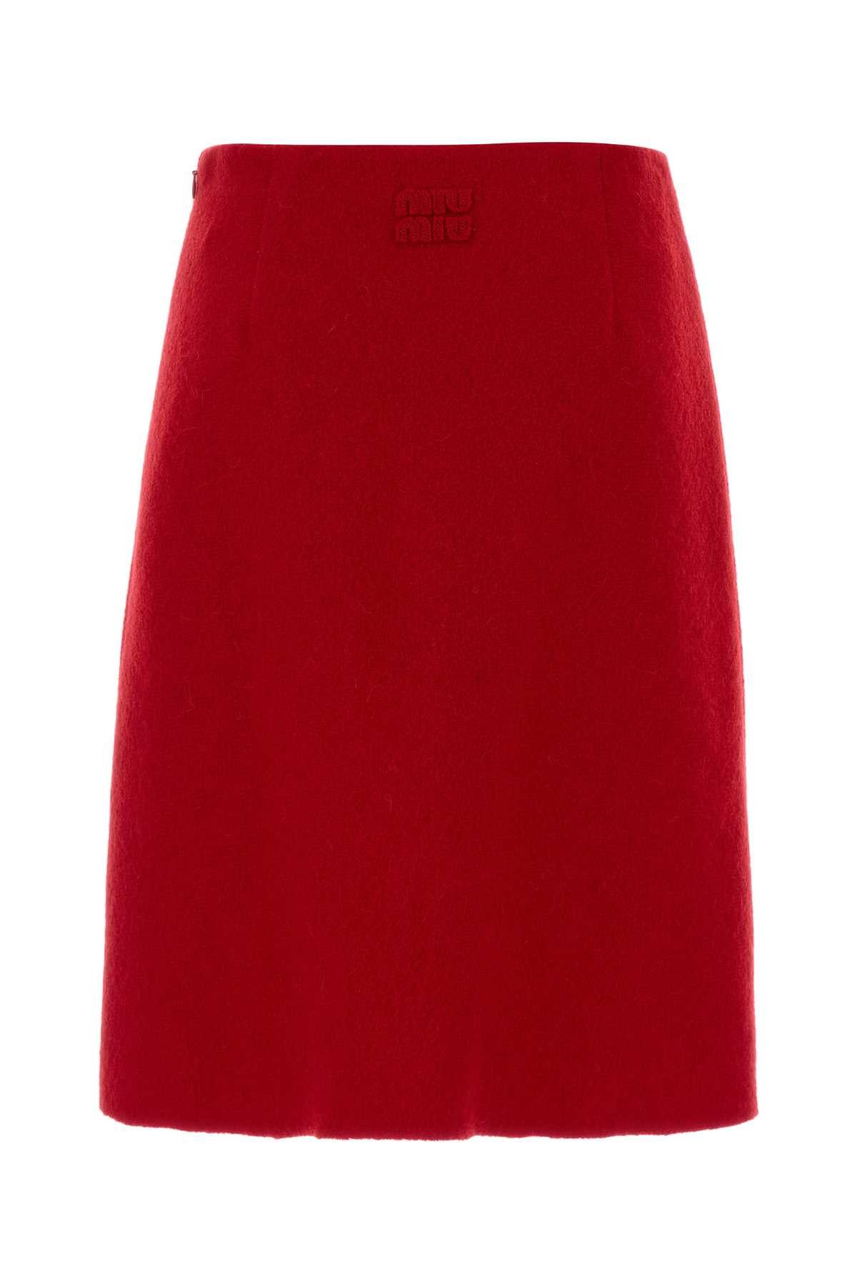 Miu Miu Red Flannel Skirt Size 30" / US 8 / IT 44 - 2 Thumbnail