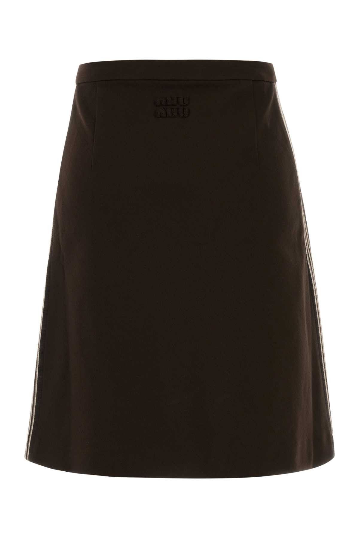 Miu Miu Brown Stretch Viscose Blend Skirt Size 27" / US 4 / IT 40 - 2 Thumbnail