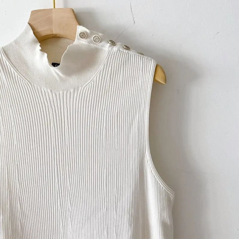 Chanel Chanel Sleeveless White Cotton Midi Dress 0089 Size M / US 6-8 / IT 42-44 - 3 Thumbnail