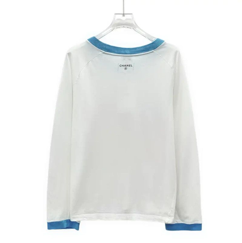 Chanel Chanel White Cotton Women's T-shirt with Graphic Print 0089 Size L / US 10 / IT 46 - 2 Thumbnail