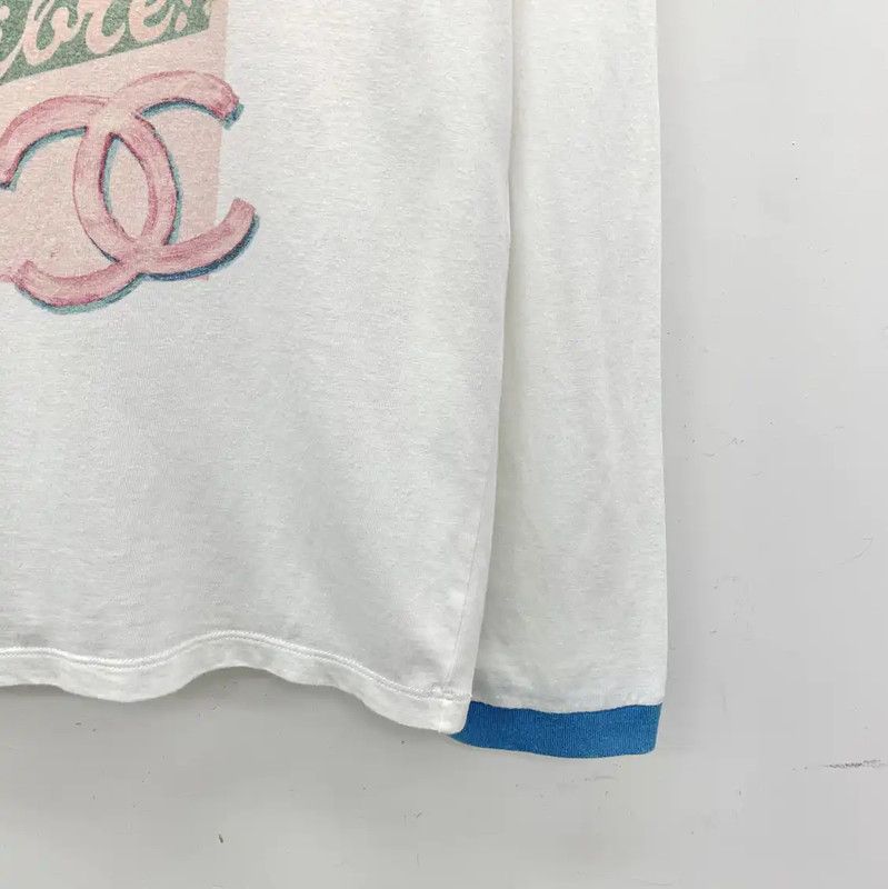 Chanel Chanel White Cotton Women's T-shirt with Graphic Print 0089 Size L / US 10 / IT 46 - 4 Thumbnail