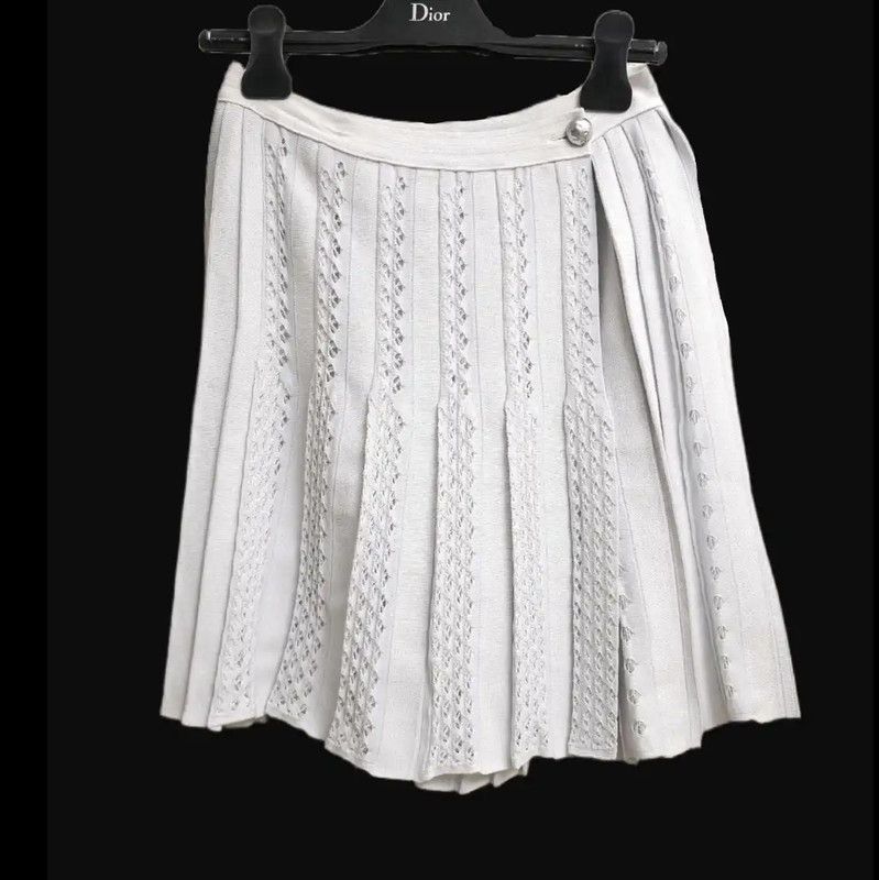 Chanel Chanel Striped Light Blue Pleated Skirt 0089 Size 23" - 2 Thumbnail
