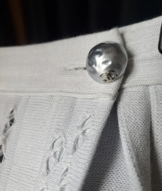 Chanel Chanel Striped Light Blue Pleated Skirt 0089 Size 23" - 5 Thumbnail
