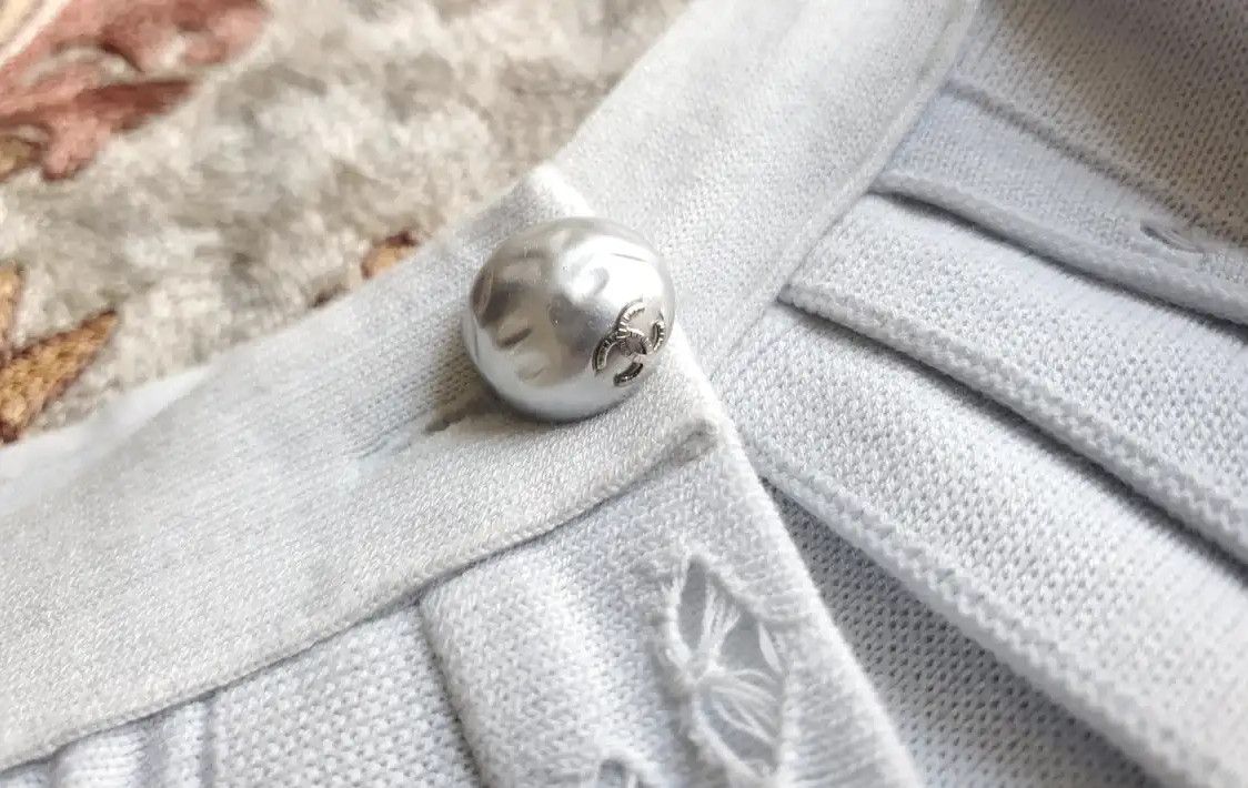 Chanel Chanel Striped Light Blue Pleated Skirt 0089 Size 23" - 8 Thumbnail