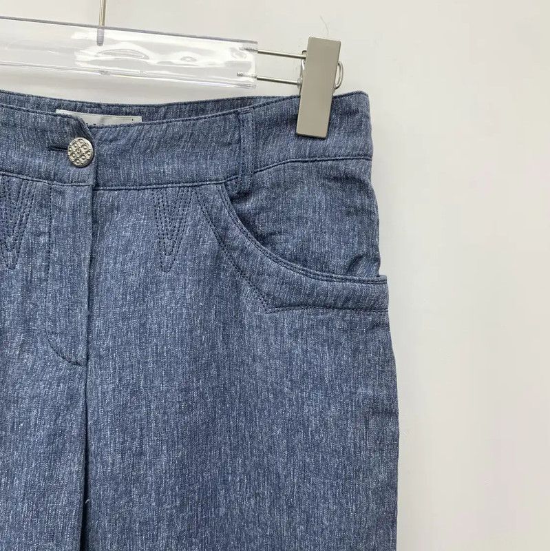 Chanel Chanel Blue Linen Casual Trousers for Women 0089 Size 22" - 3 Thumbnail