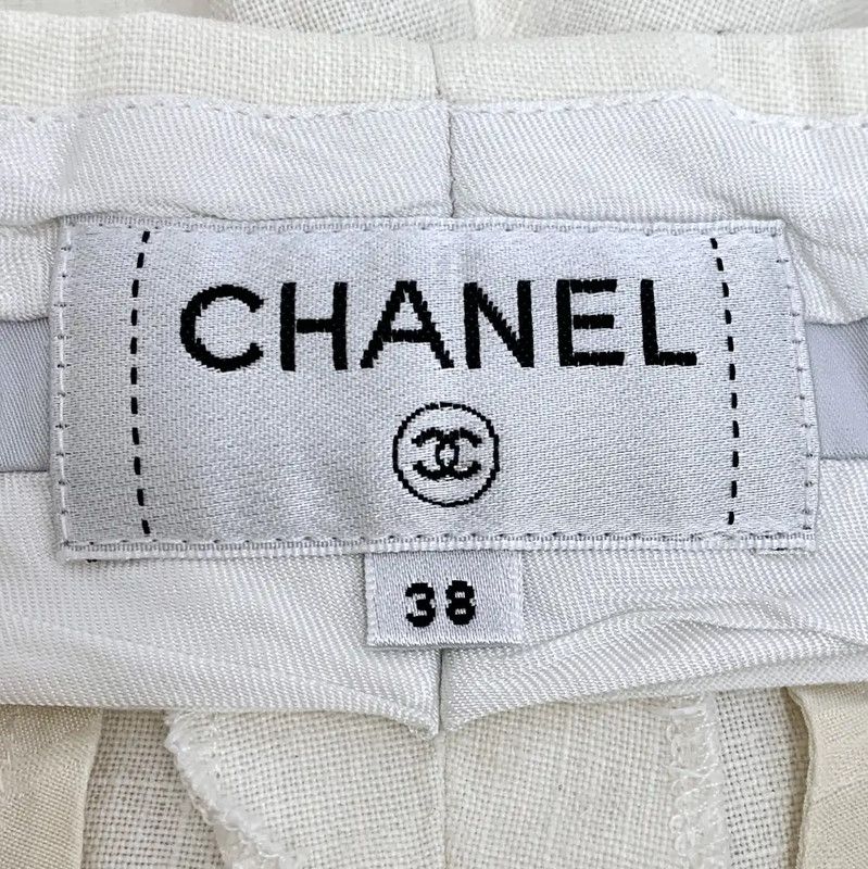 Chanel Chanel Beige Linen Women's Shorts 0089 Size 23" - 5 Thumbnail