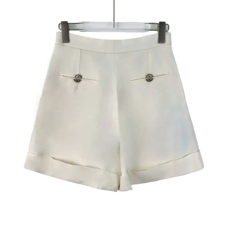 Chanel Chanel Beige Linen Women's Shorts 0089 Size 23" - 2 Thumbnail