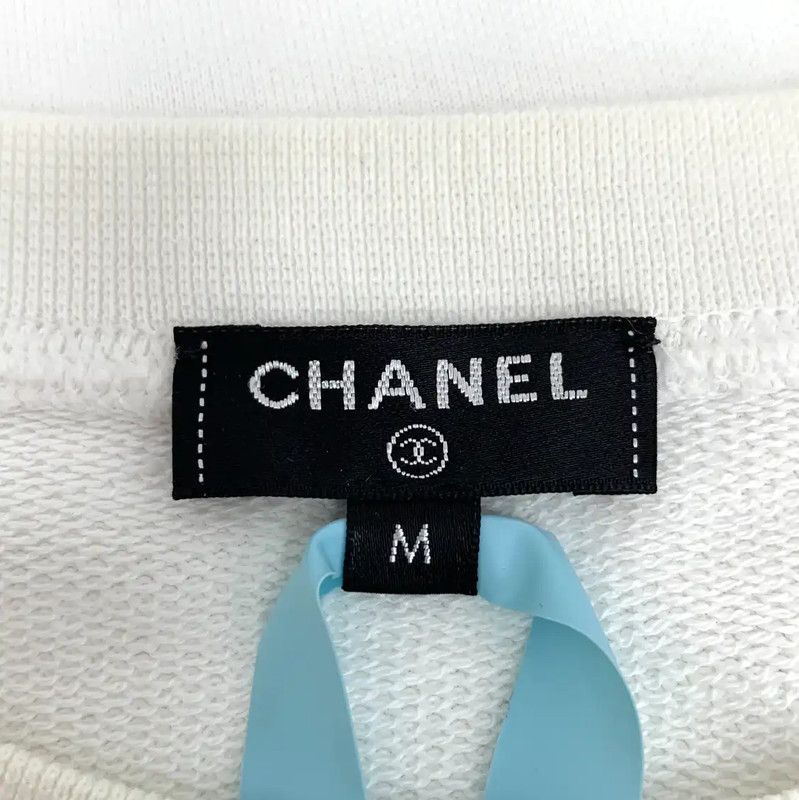 Chanel Chanel White Cotton Women's T-Shirt with Logo 0089 Size M / US 6-8 / IT 42-44 - 5 Thumbnail