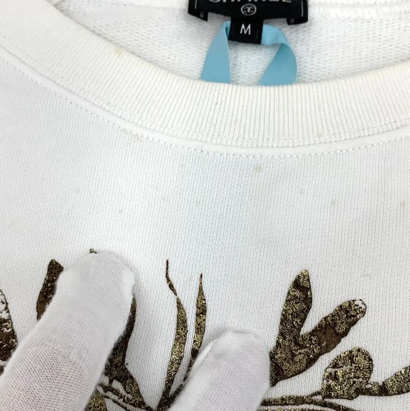 Chanel Chanel White Cotton Women's T-Shirt with Logo 0089 Size M / US 6-8 / IT 42-44 - 8 Thumbnail
