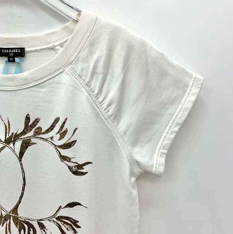 Chanel Chanel White Cotton Women's T-Shirt with Logo 0089 Size M / US 6-8 / IT 42-44 - 3 Thumbnail