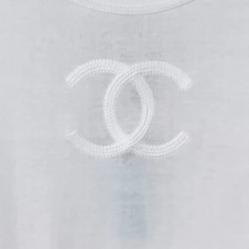 Chanel Chanel White Cotton T-Shirt for Women 0089 Size ONE SIZE - 4 Thumbnail