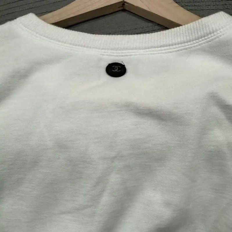 Chanel Chanel White Cotton Sweatshirt for Women 0089 Size L / US 10 / IT 46 - 5 Thumbnail