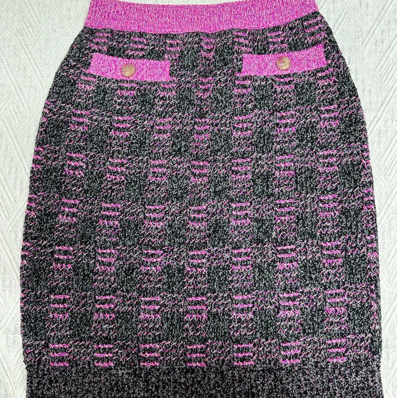 Chanel Chanel Colorblock Wool Midi Skirt 0089 Size 23" - 3 Thumbnail