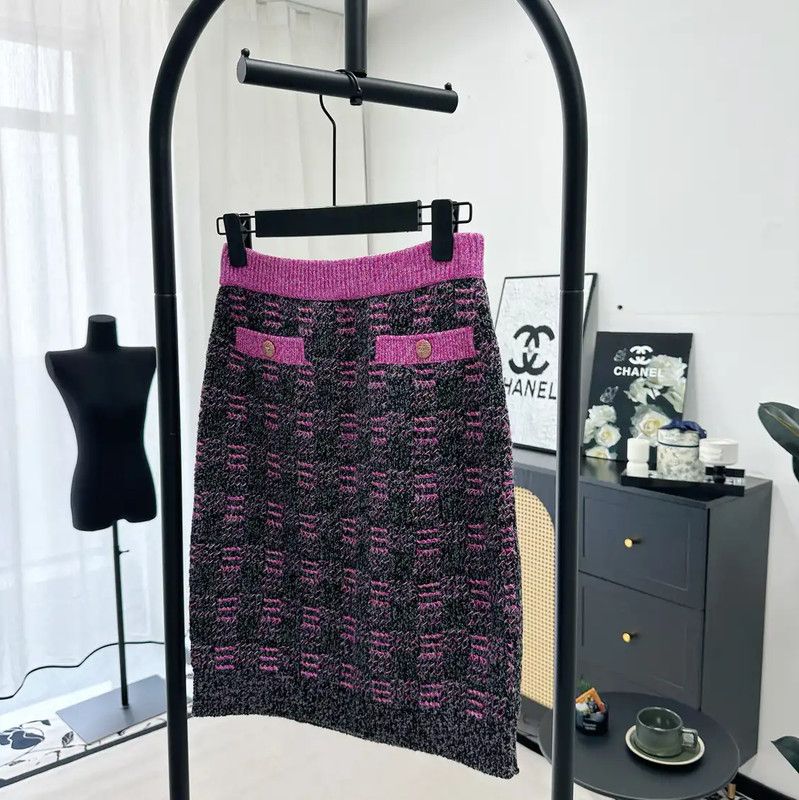 Chanel Chanel Colorblock Wool Midi Skirt 0089 Size 23" - 2 Thumbnail