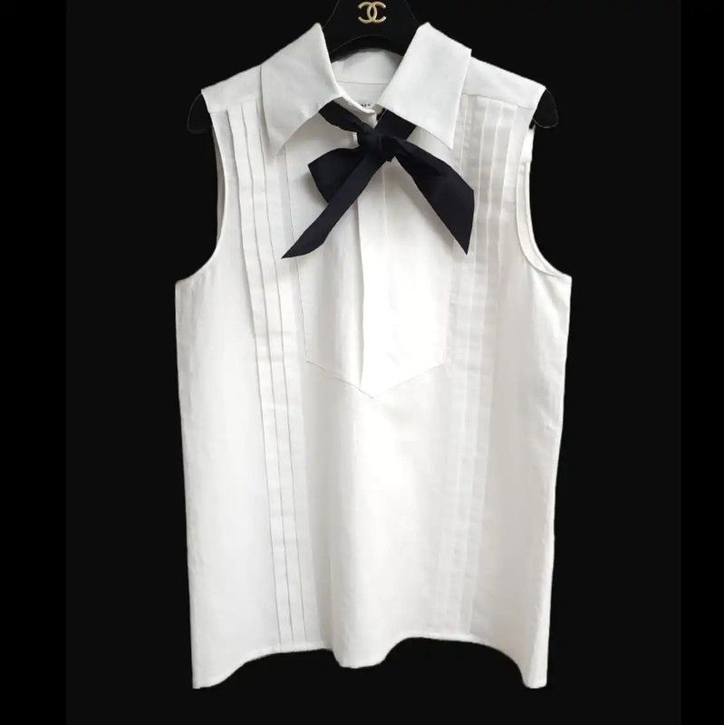 Chanel Chanel White Summer Bow Short Sleeve Blouse 0089 Size S / US 4 / IT 40 - 2 Thumbnail