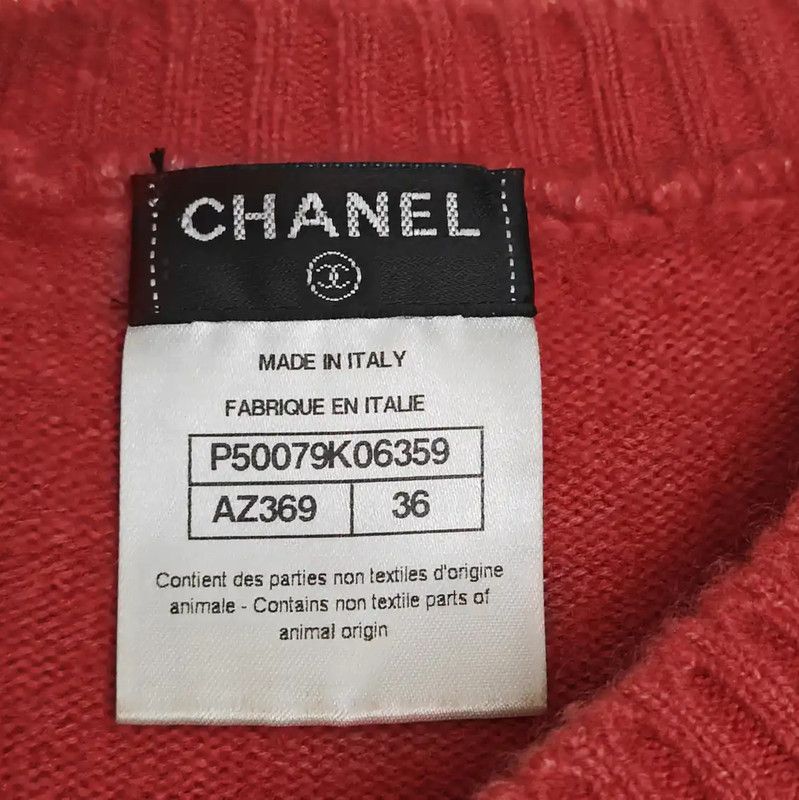 Chanel Chanel Short Sleeve Cashmere Sweater in Watermelon 0089 Size S / US 4 / IT 40 - 5 Thumbnail