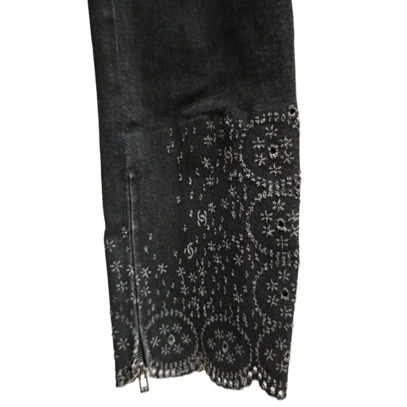 Chanel Chanel Black Gray Cotton Women's Jeans 0089 Size 28" / US 6 / IT 42 - 3 Thumbnail
