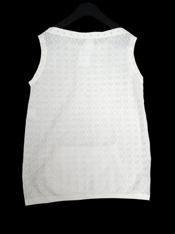 Chanel Chanel White Cotton Short Sleeve Top 0089 Size L / US 10 / IT 46 - 2 Thumbnail