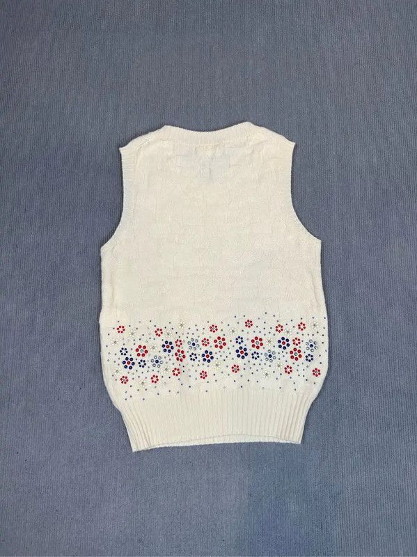 Chanel Chanel Cream Floral Knit Sleeveless Sweater 0089 Size XS / US 0-2 / IT 36-38 - 2 Thumbnail