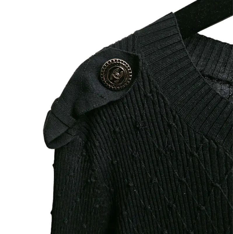 Chanel Chanel Black Cotton Long Sleeve Pullover Sweater 0089 Size S / US 4 / IT 40 - 3 Thumbnail